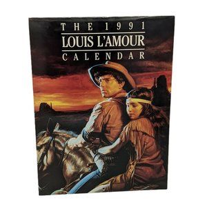 Vintage Louis L'amour's 1991 Calendar Cover Art Cowboys Wild West List in Detail